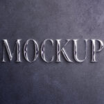 Front View of Glossy Silver Logo Mockup / Text Effect