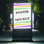 Front View of Glowing Night Poster Mockup