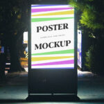 Front View of Glowing Night Poster Mockup