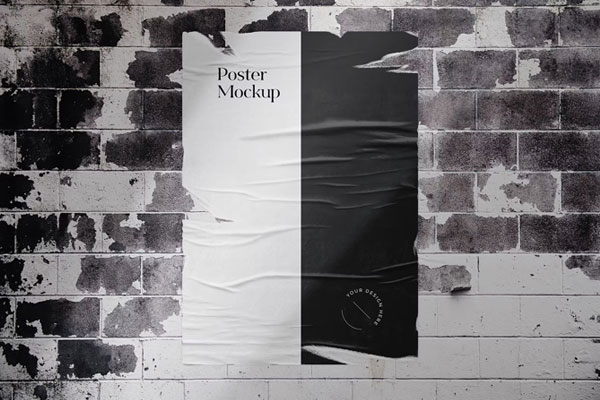 Front View of Grunge Ripped Poster Mockup