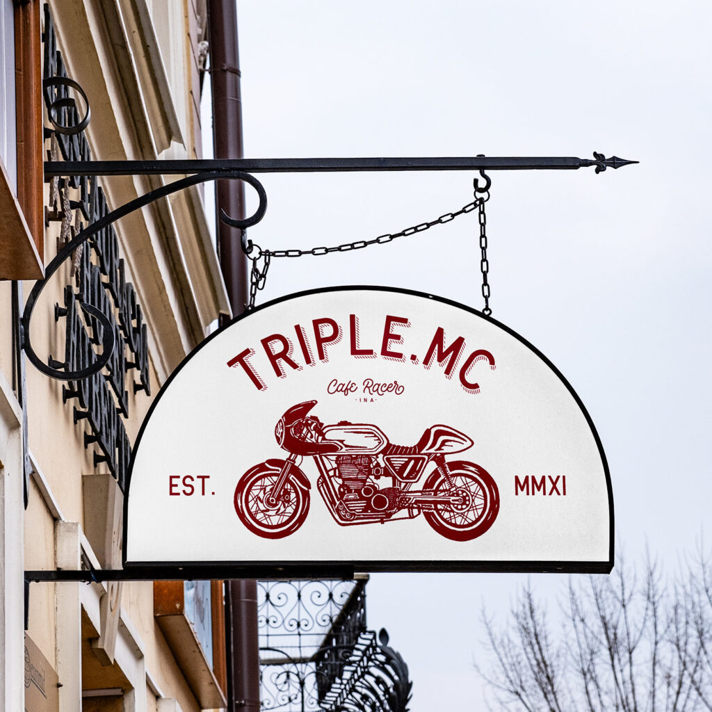 Front View of Half Circle Metal Sign on Wall Mockup