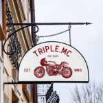Front View of Half Circle Metal Sign on Wall Mockup