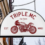 Front View of Half Circle Metal Sign on Wall Mockup