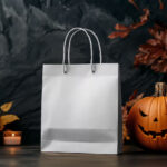 Front View of Halloween Paper Bag Mockup