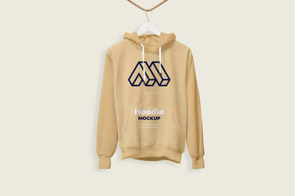 Front View of Hanging Hoodie Mockup