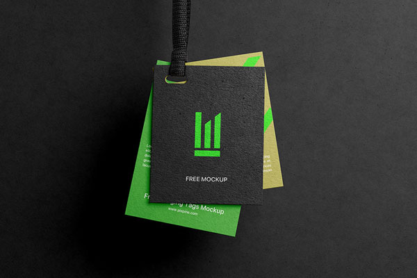 Front View of Hanging Label Tags Mockup