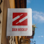 Front View of Hanging Metal Sign Mockup