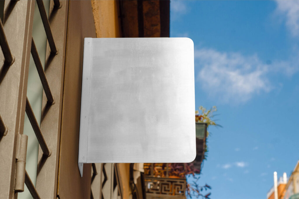 Front View of Hanging Metal Sign Mockup