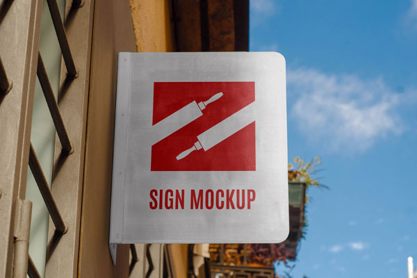 Front View of Hanging Metal Sign Mockup
