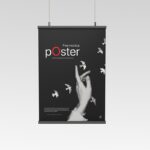 Front View of Hanging Poster Mockup with Frames