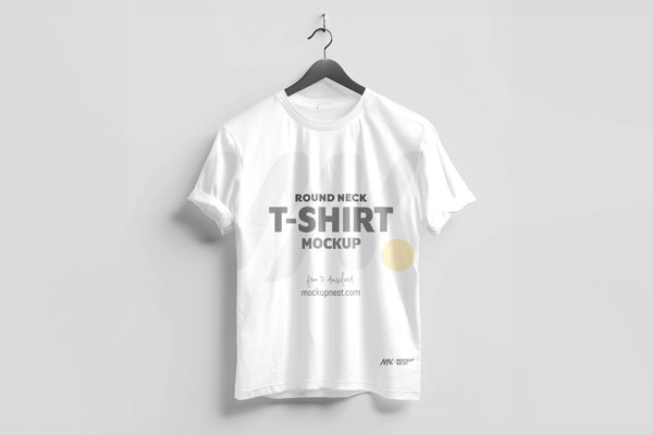 Front View of Hanging T-shirt Mockup