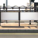 Front View of Horizontal Bus Stop Advertising Billboard Mockup