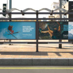 Front View of Horizontal Bus Stop Advertising Billboard Mockup