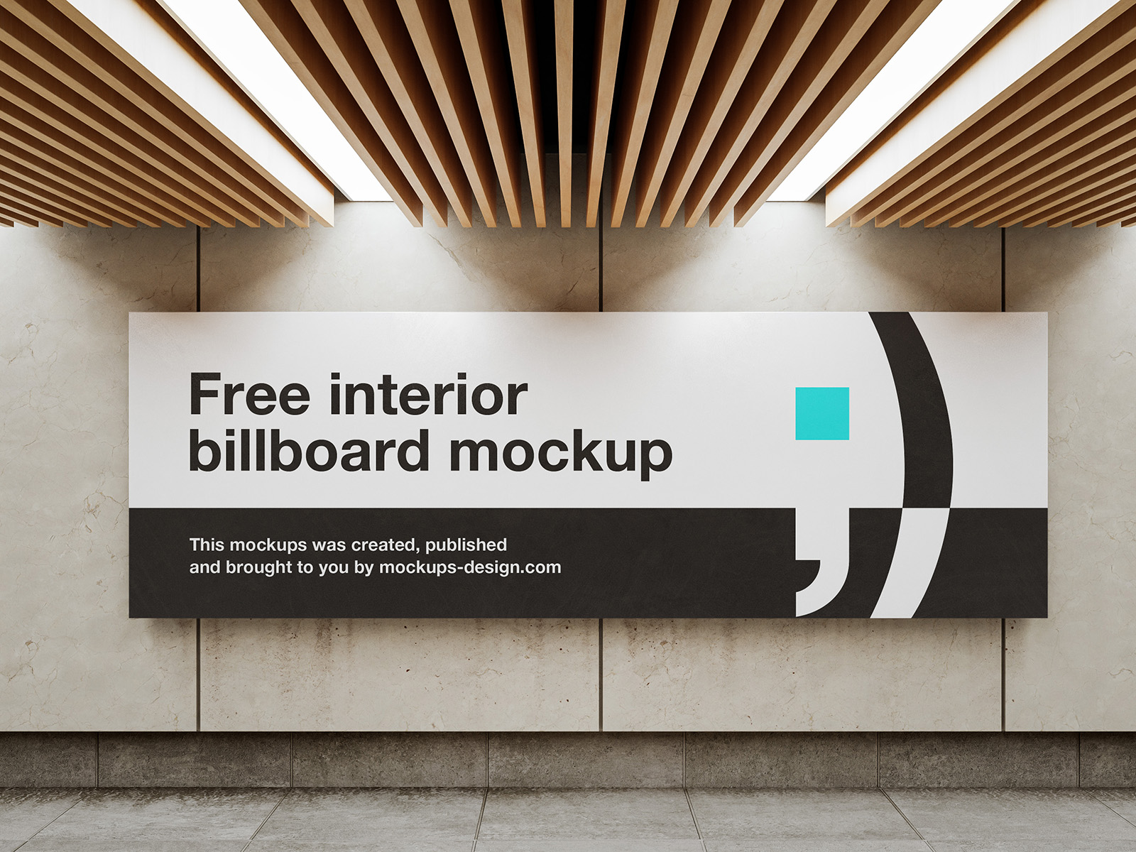 Front View of Horizontal Interior Billboard Mockup FREE PSD