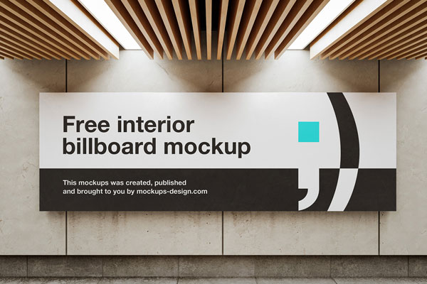Front View of Horizontal Interior Billboard Mockup