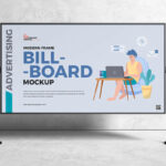 Front View of Horizontal Modern Billboard Mockup