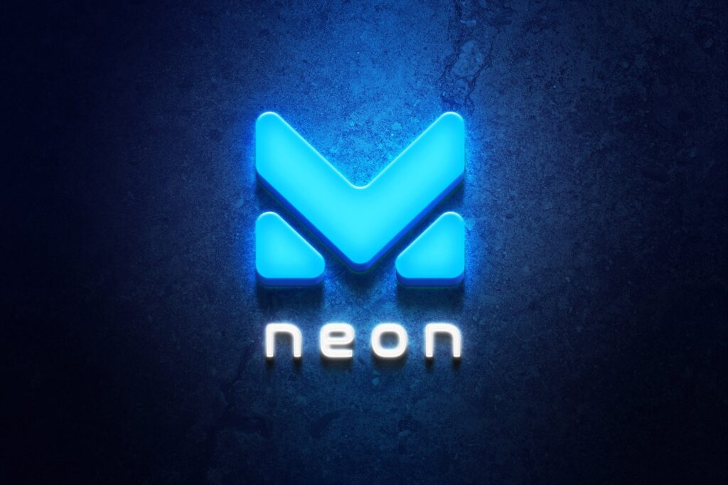 Front View of Ice Neon Logo Signage Mockup