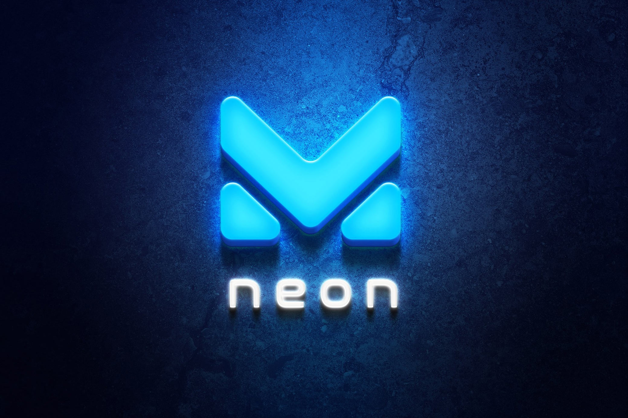 Front View of Ice Neon Logo Signage Mockup FREE PSD