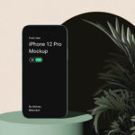 Front View of iPhone 12 Pro Mockup with Plant