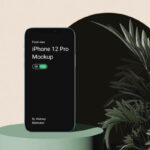 Front View of iPhone 12 Pro Mockup with Plant