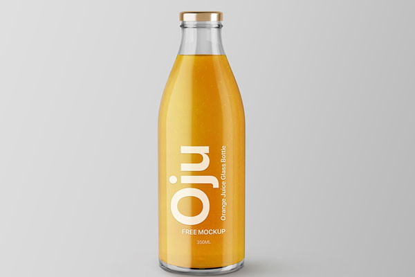 Front View of Juice Glass Bottle Mockup
