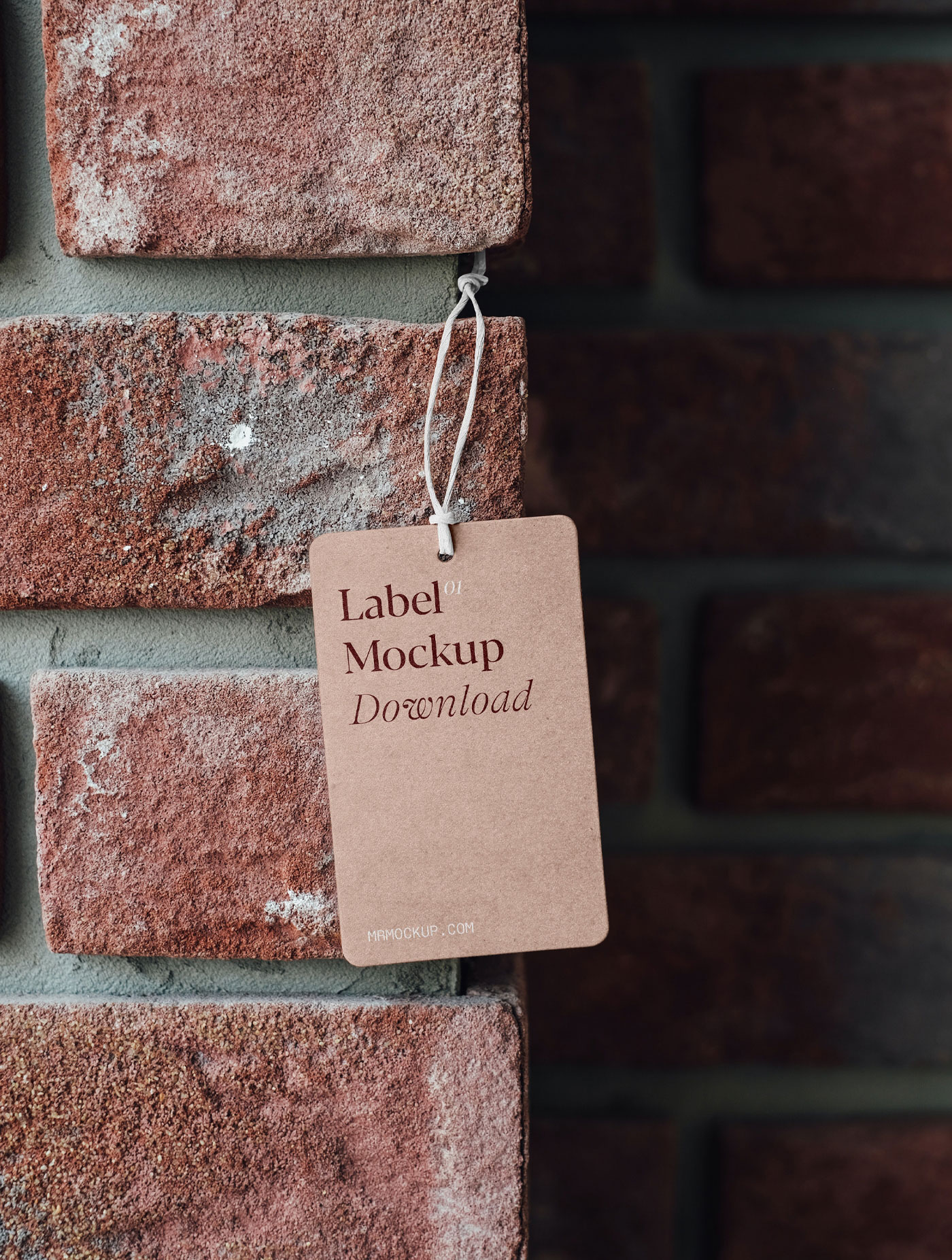 Front View of Label Mockup on Brick Wall FREE PSD