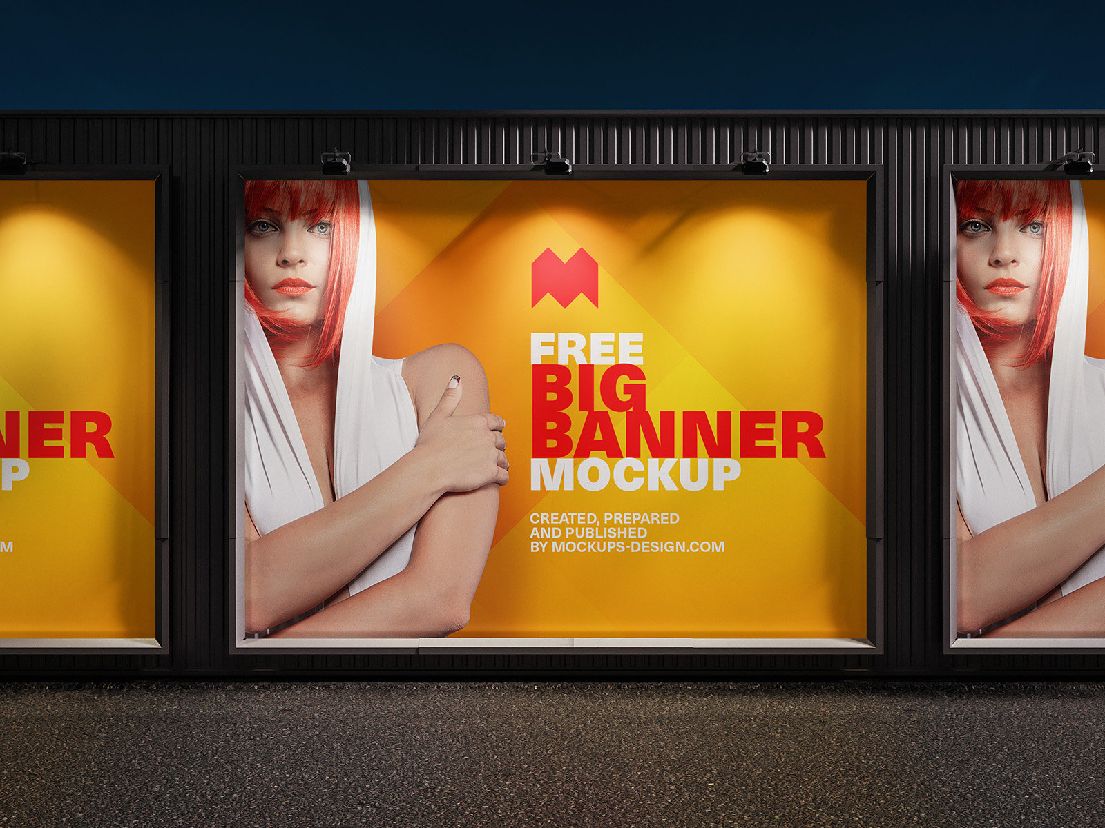 Front View of Large Format Banner Mockup FREE PSD