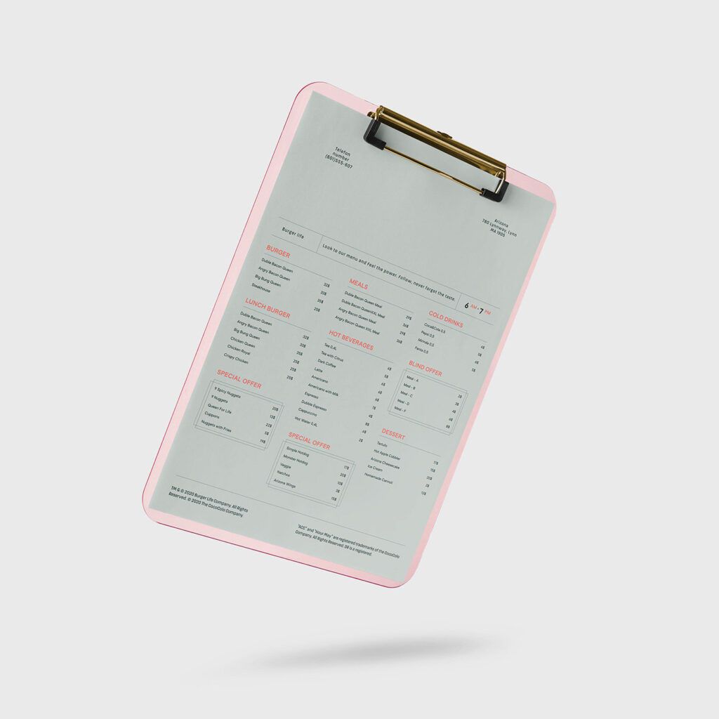 Front View of Levitating Menu Mockup