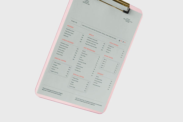 Front View of Levitating Menu Mockup