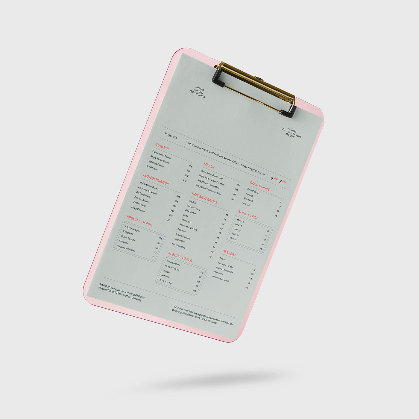 Front View of Levitating Menu Mockup FREE PSD