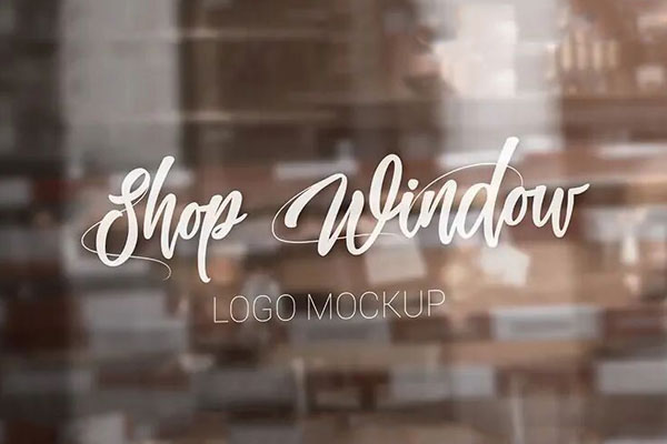 Front View of Logo on Shop Window Mockup
