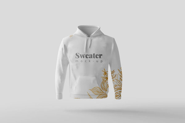 Front View of Long Sleeve Hoodie Sweatshirt Mockup