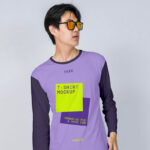 Front View of Long sleeve T-Shirt Mockup on Men