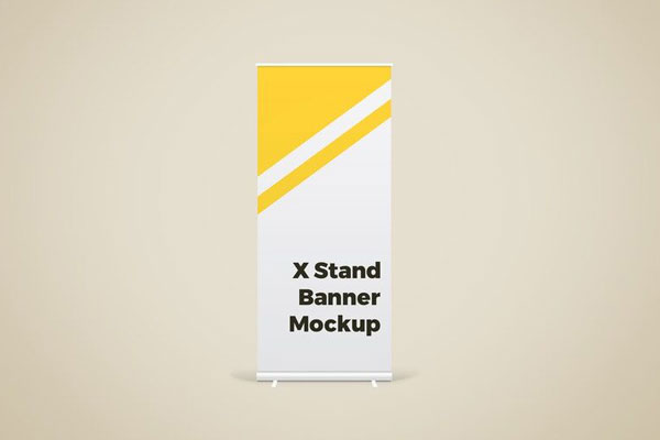 Front View of Long X Stand Banner Mockup