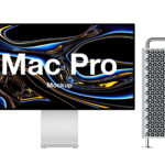 Front View of Mac Pro next to its Case Mockup