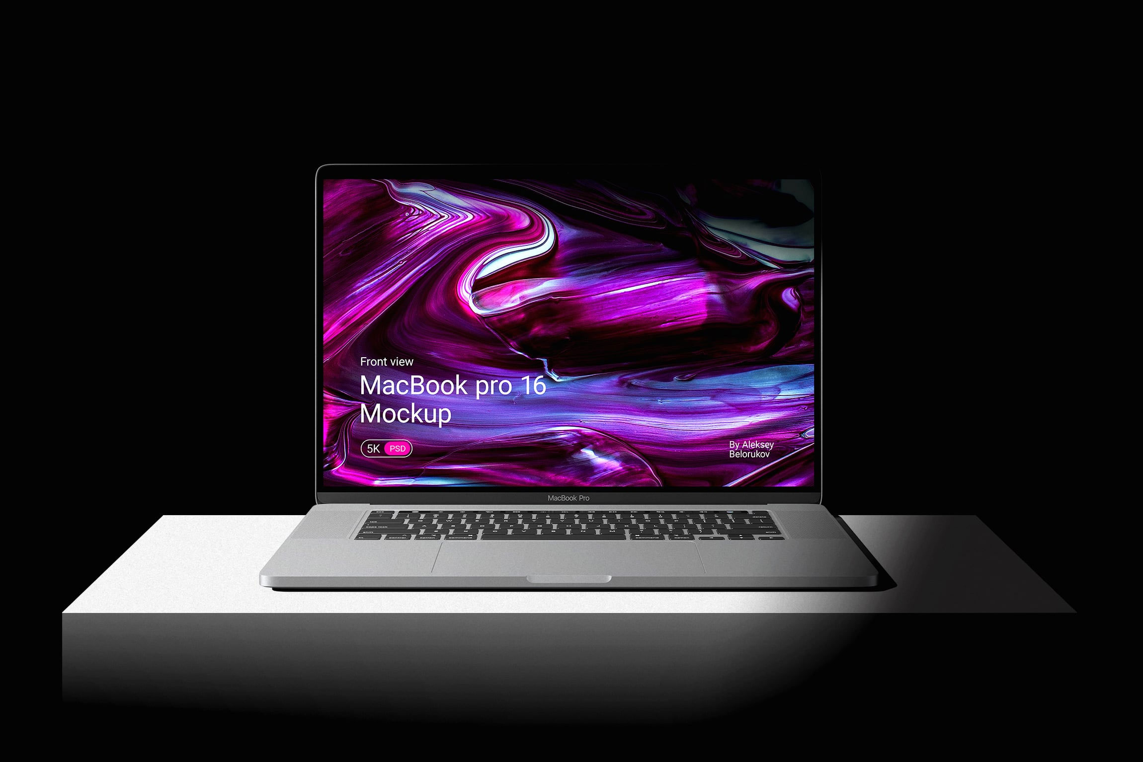 Free Front View of MacBook 16 Pro Mockup PSD Template