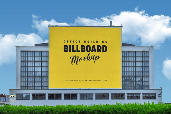 Front View of Majestic Office Building Billboard Mockup