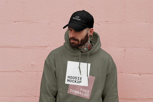 Front View of Male Hoodie Mockup