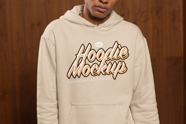 Front View of Man Wearing Hoodie Mockup