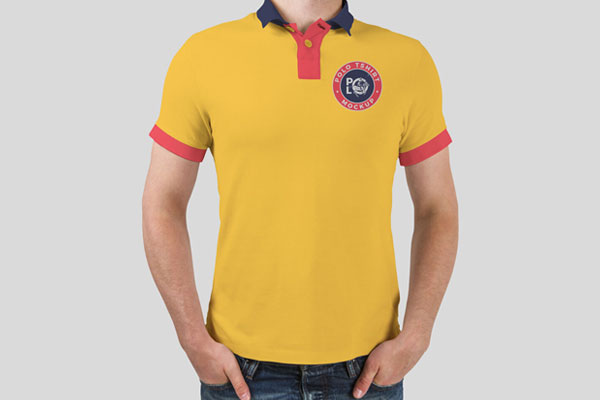 Front View of Man Wearing Polo Shirt Mockup