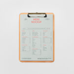 Front View of Menu Clipboard Mockup