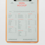 Front View of Menu Clipboard Mockup