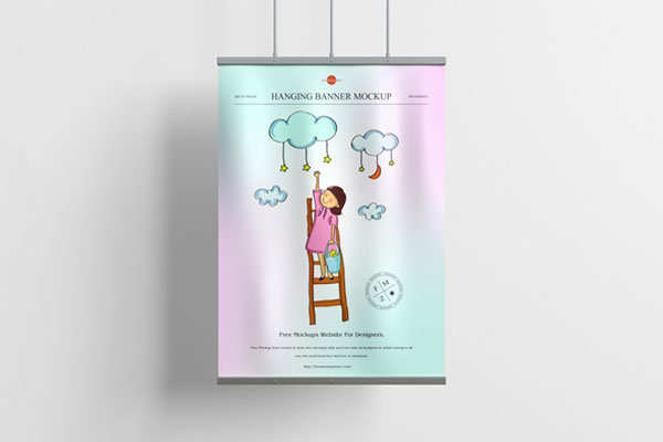 Front View of Metal Hanging Banner Mockup