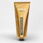 Front View of Metallic Cosmetic Tube Mockup