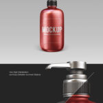 Front View of Metallic Pump Cosmetic Bottle Mockup