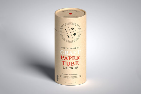 Front View of Modern Branding Craft Paper Tube Mockup