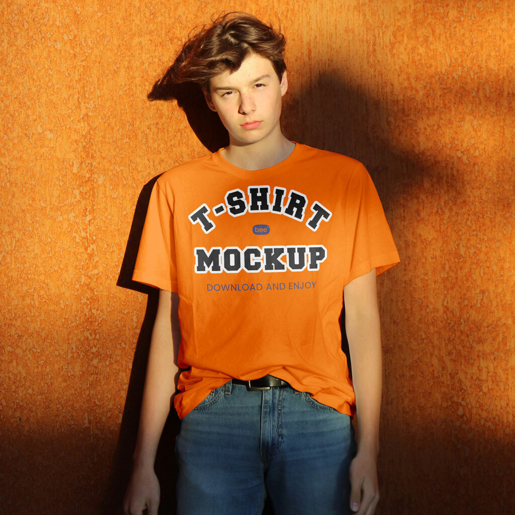 Front View of Modern Cotton T-shirt Mockup