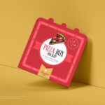 Front View of Modern Packaging Pizza Box Mockup