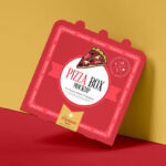 Front View of Modern Packaging Pizza Box Mockup