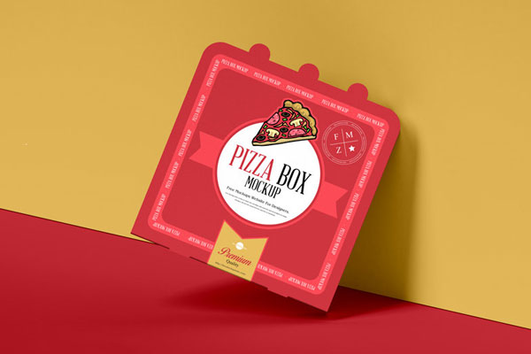 Front View of Modern Packaging Pizza Box Mockup